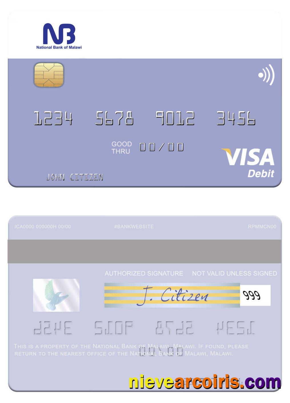 Malawi National Bank of Malawi  visa debit card